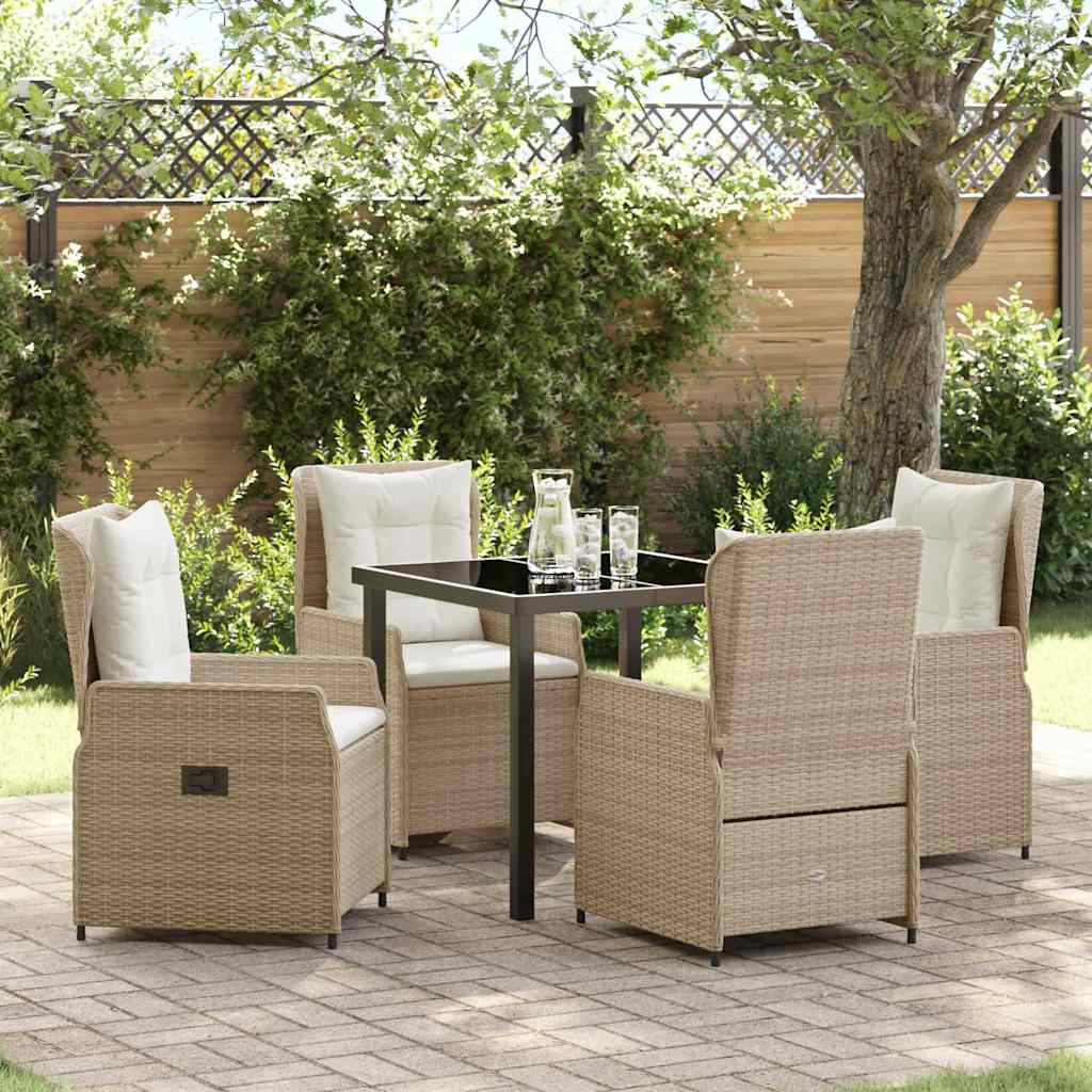 Garten Essgruppe 5 pcs Beige und Hellgrau Poly-Rattan