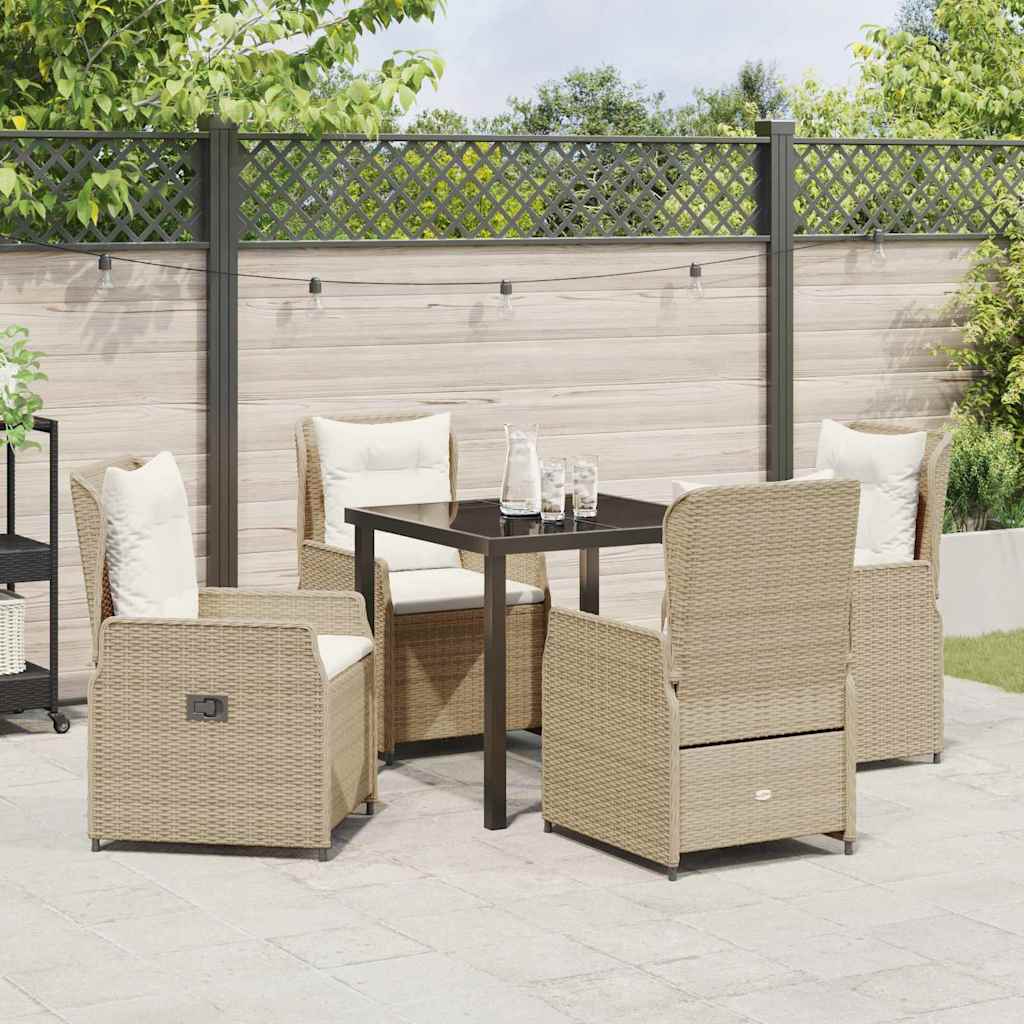 Garten Essgruppe 5 pcs Beige und Hellgrau Poly-Rattan