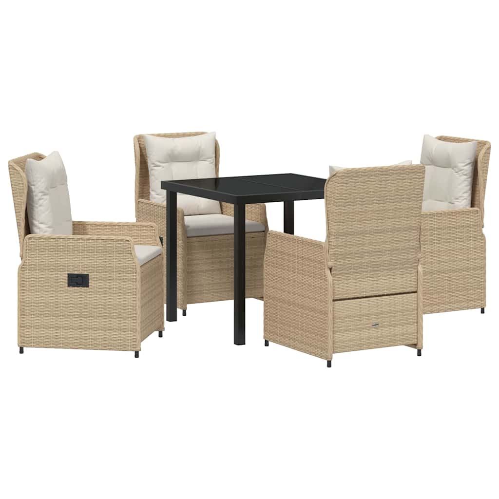 Garten Essgruppe 5 pcs Beige und Hellgrau Poly-Rattan