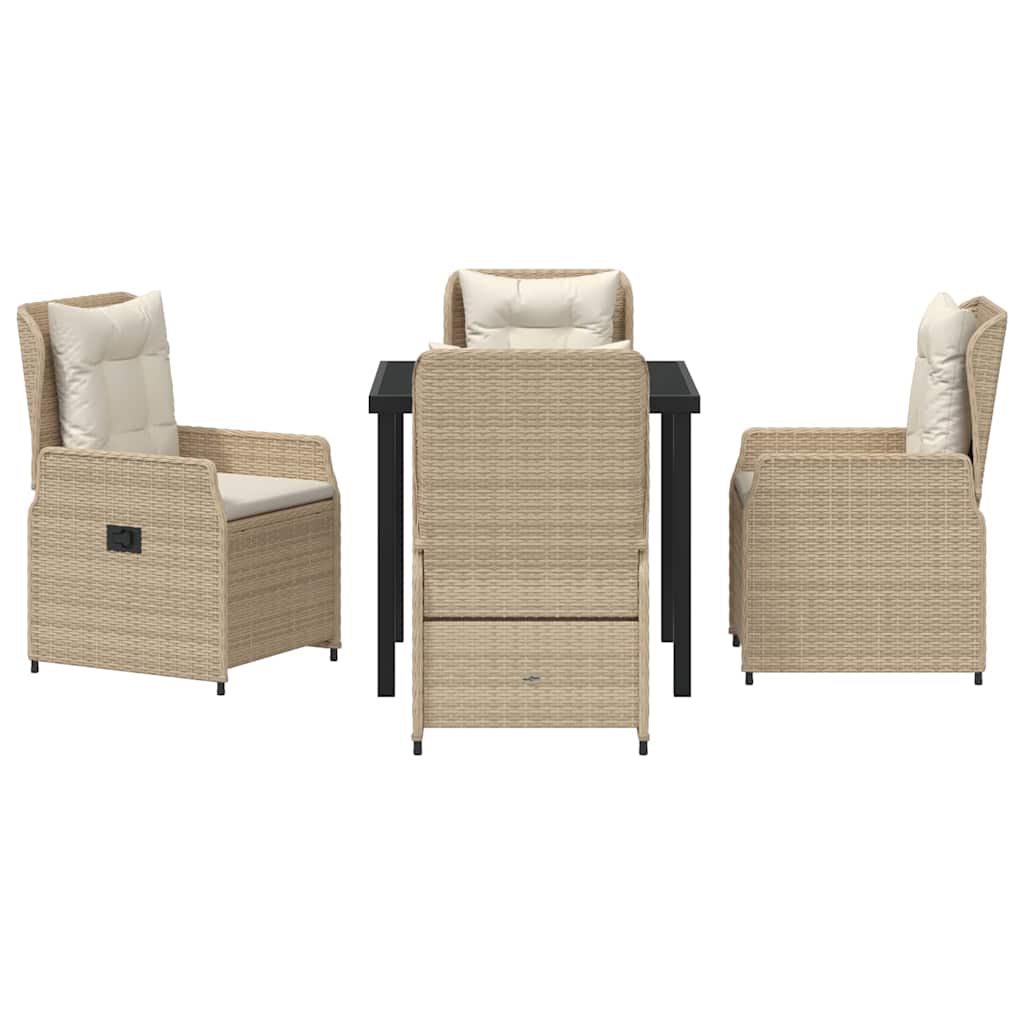 Garten Essgruppe 5 pcs Beige und Hellgrau Poly-Rattan