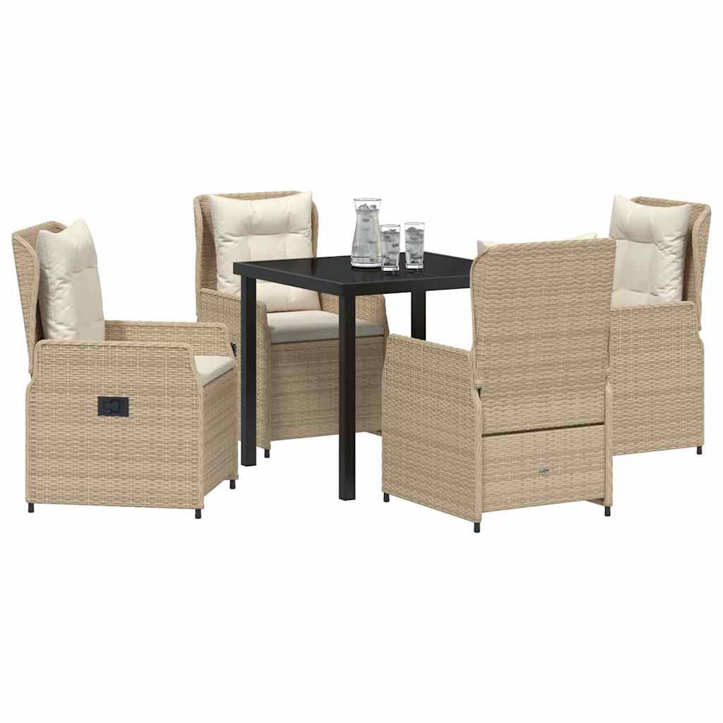 Garten Essgruppe 5 pcs Beige und Hellgrau Poly-Rattan
