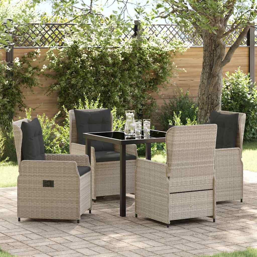 Garten Essgruppe 5 pcs Hellgrau Poly-Rattan