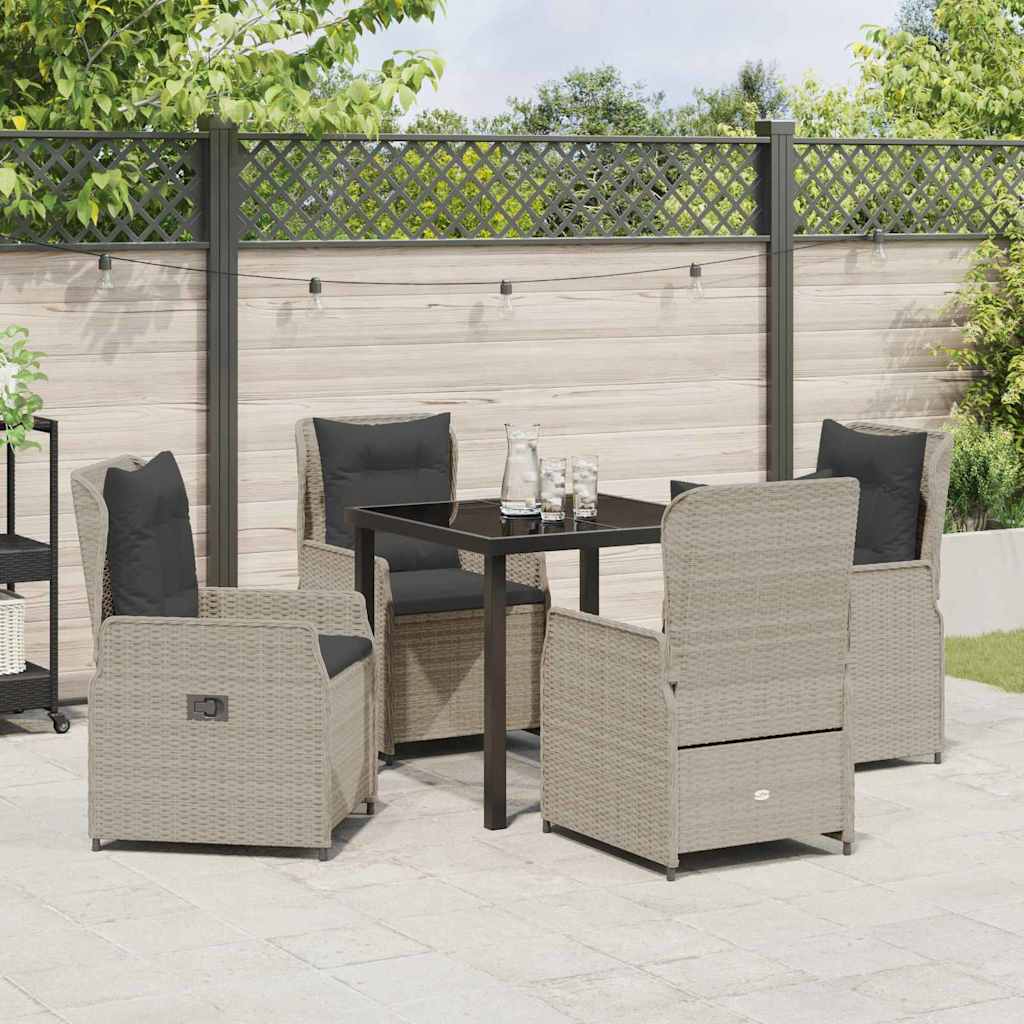Garten Essgruppe 5 pcs Hellgrau Poly-Rattan