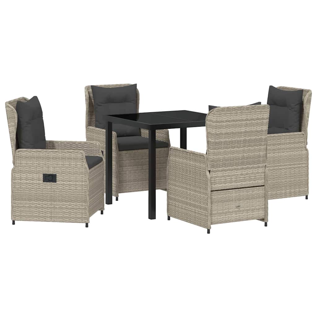 Garten Essgruppe 5 pcs Hellgrau Poly-Rattan