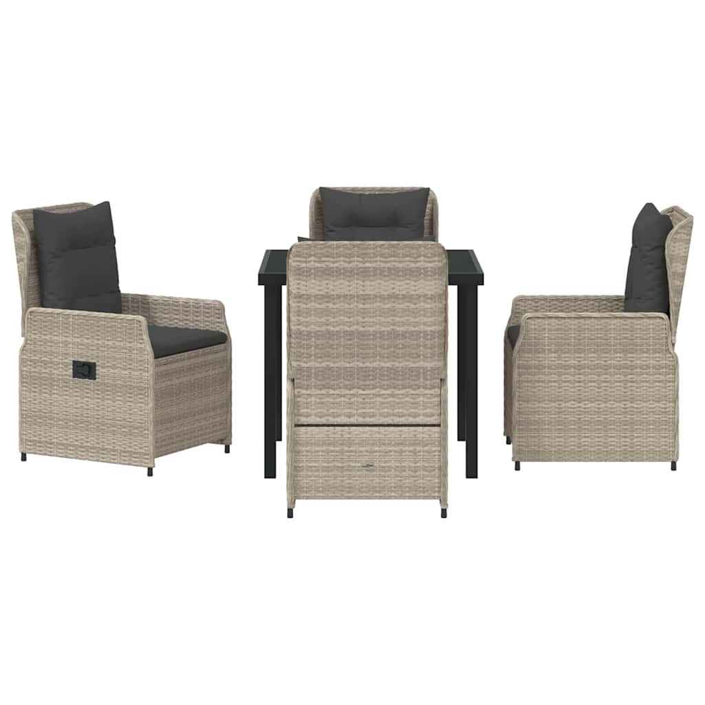 Garten Essgruppe 5 pcs Hellgrau Poly-Rattan