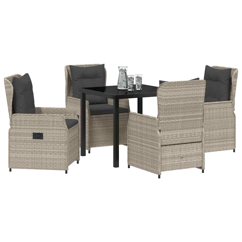 Garten Essgruppe 5 pcs Hellgrau Poly-Rattan