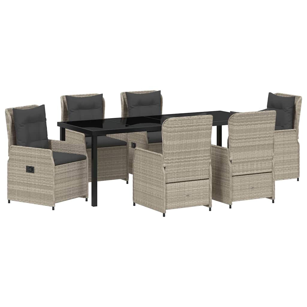 Garten Essgruppe 7 pcs Hellgrau Poly-Rattan