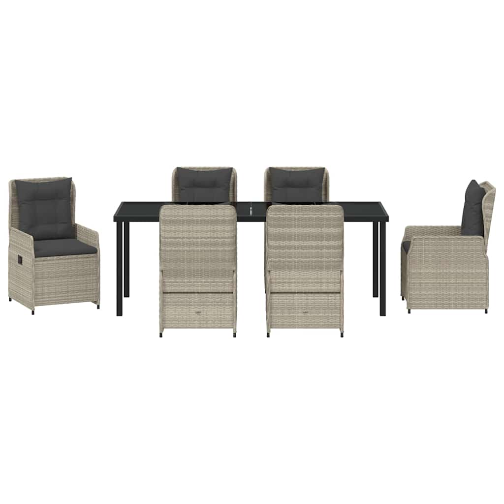 Garten Essgruppe 7 pcs Hellgrau Poly-Rattan