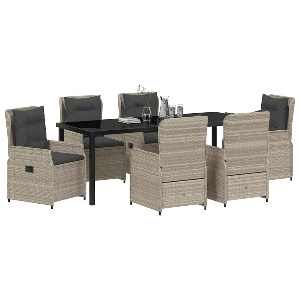 Garten Essgruppe 7 pcs Hellgrau Poly-Rattan