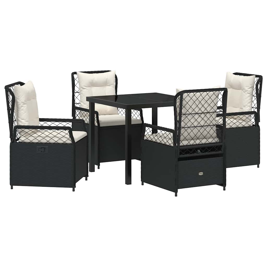 Garten Essgruppe 5 pcs Schwarz Poly-Rattan