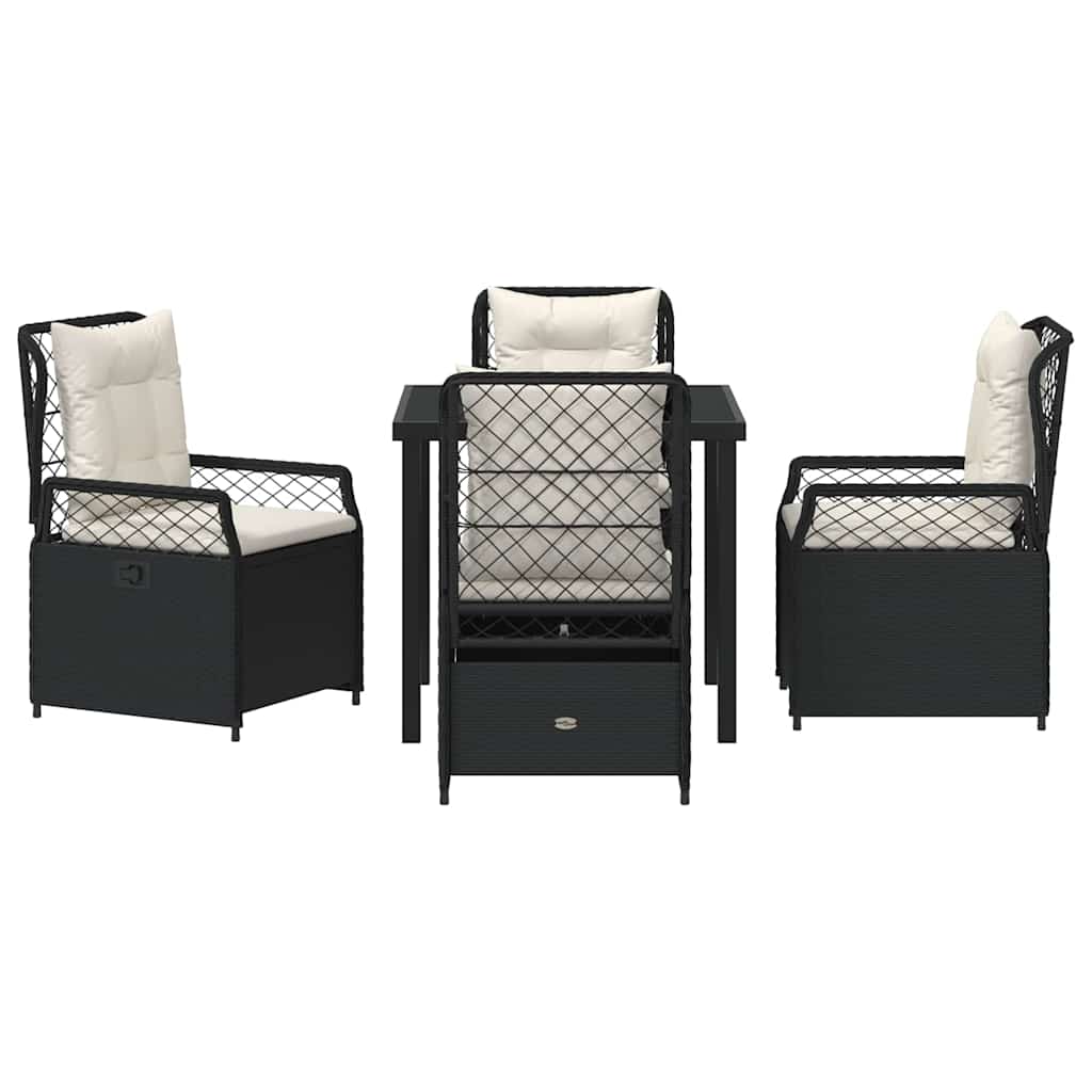 Garten Essgruppe 5 pcs Schwarz Poly-Rattan