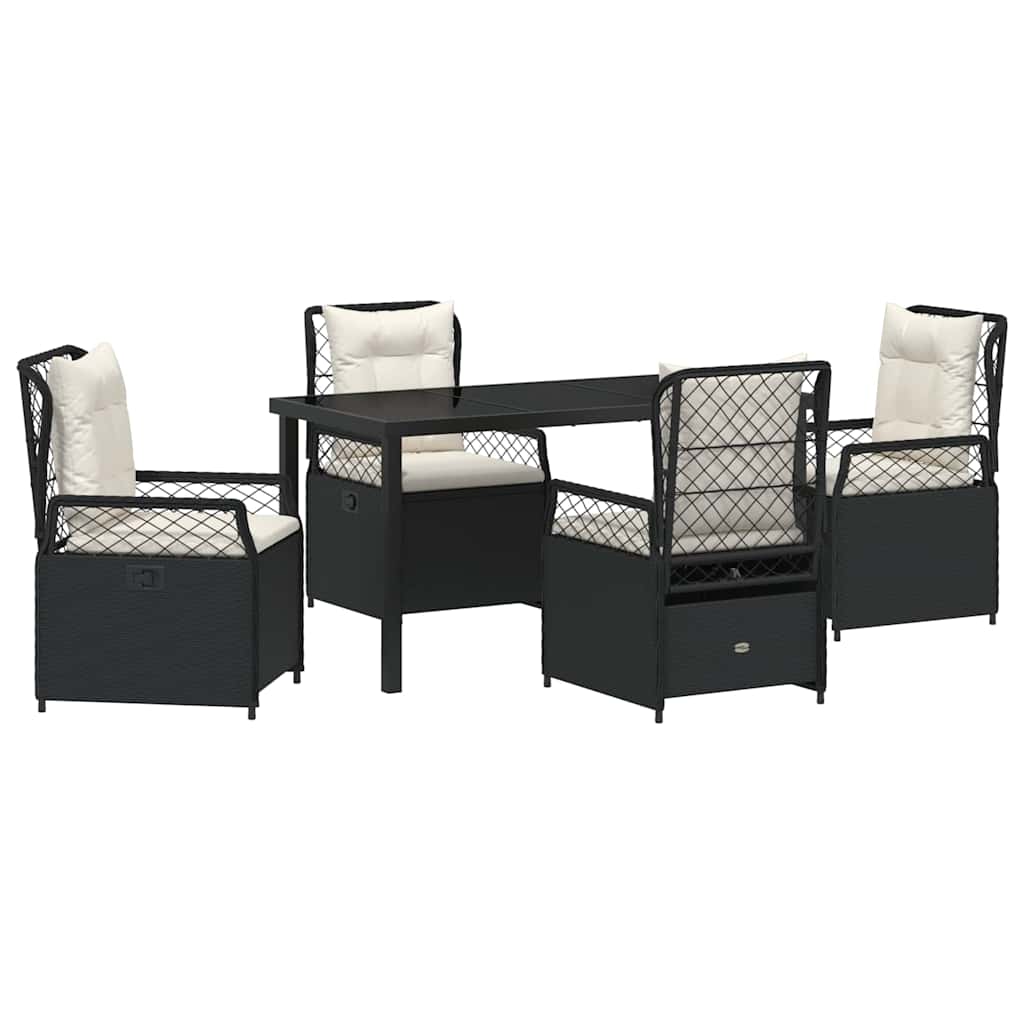 Garten Essgruppe 5 pcs Schwarz Poly-Rattan