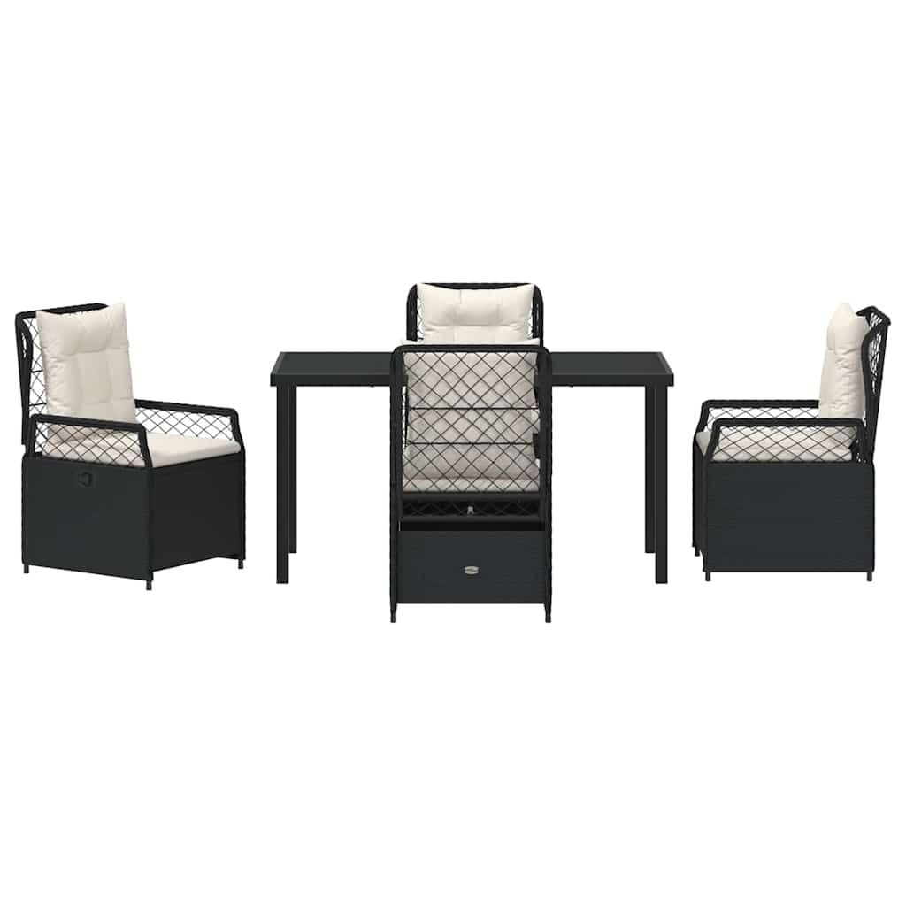 Garten Essgruppe 5 pcs Schwarz Poly-Rattan