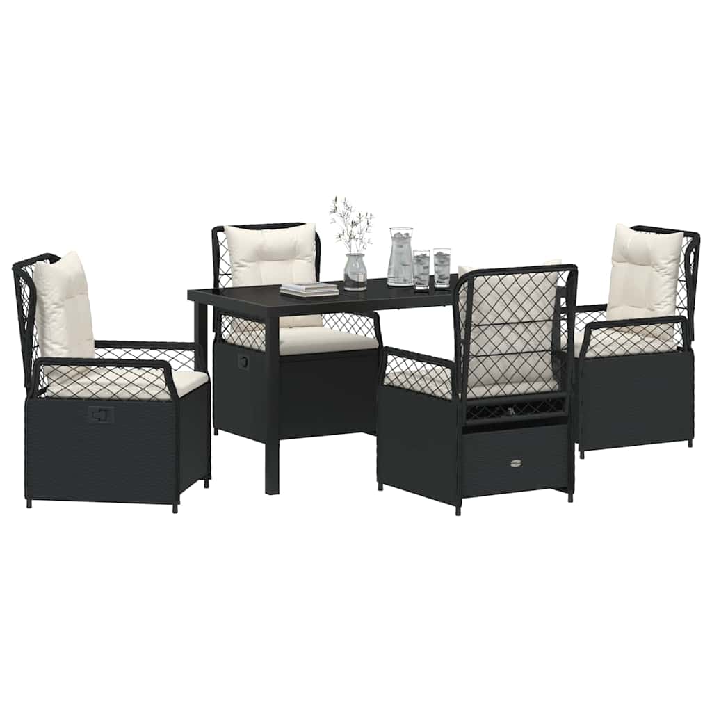 Garten Essgruppe 5 pcs Schwarz Poly-Rattan
