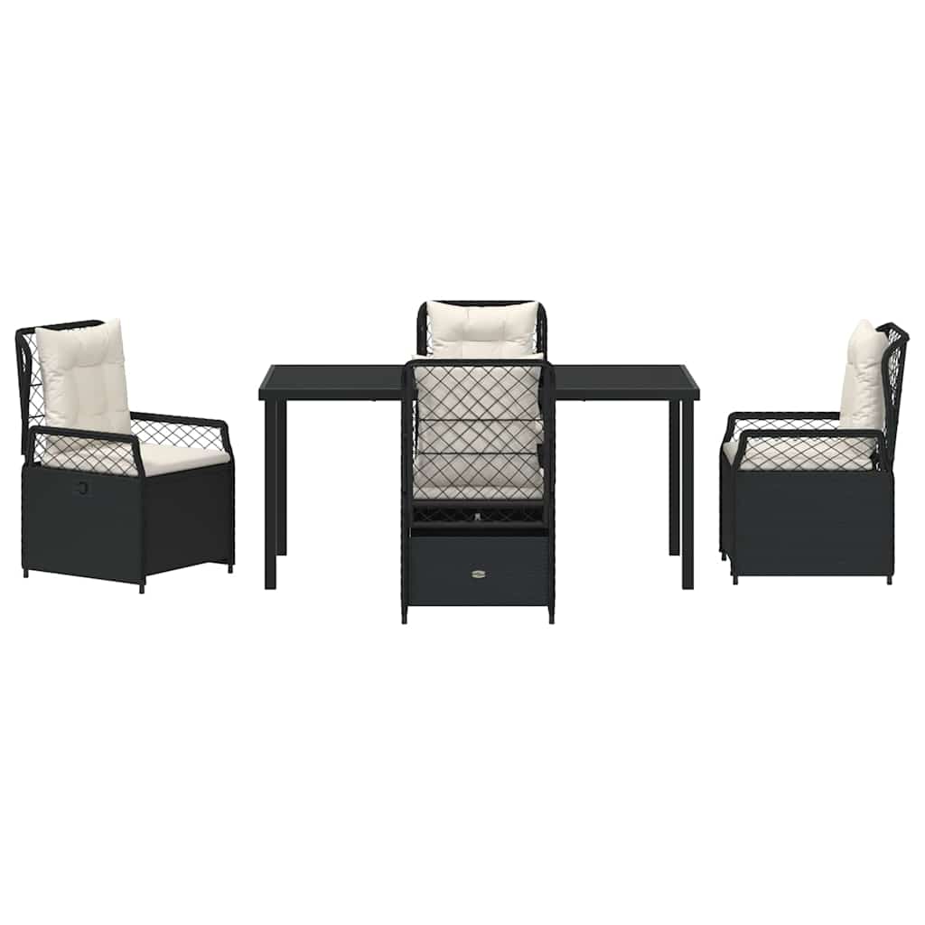 Garten Essgruppe 5 pcs Schwarz Poly-Rattan