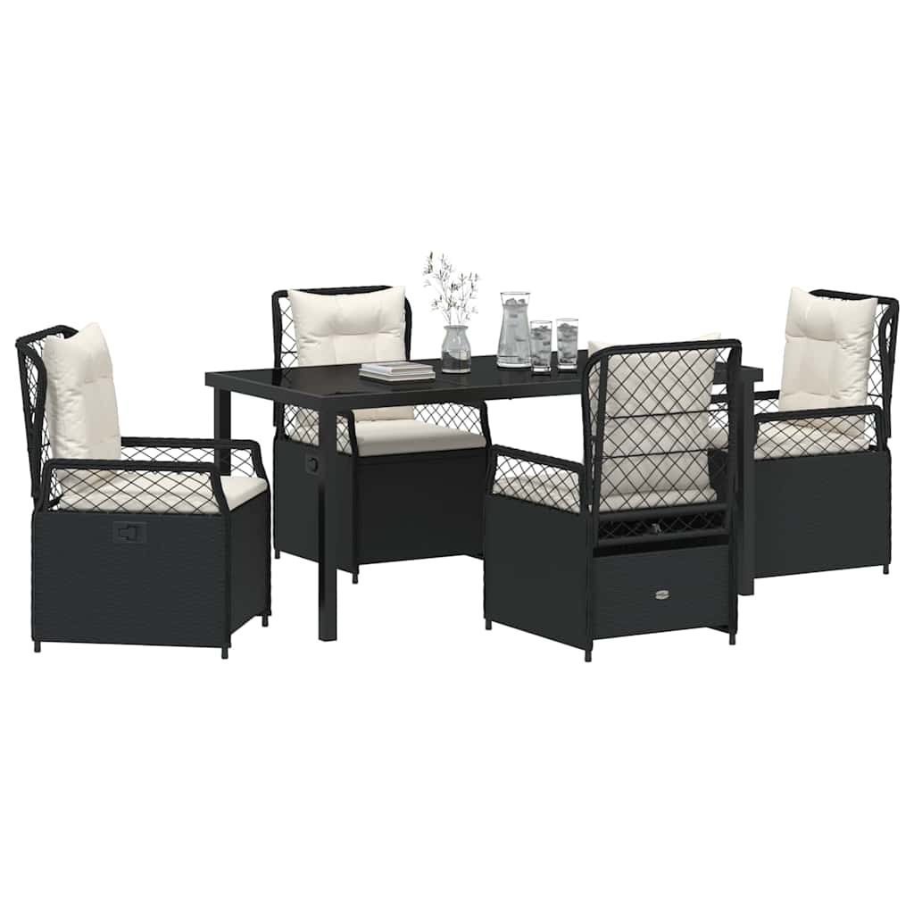 Garten Essgruppe 5 pcs Schwarz Poly-Rattan