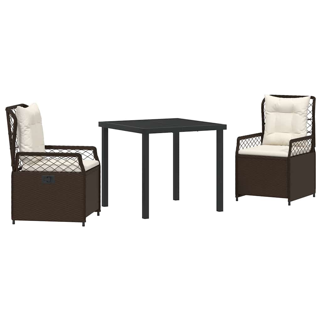 Garten Essgruppe 3 pcs Braun Poly-Rattan