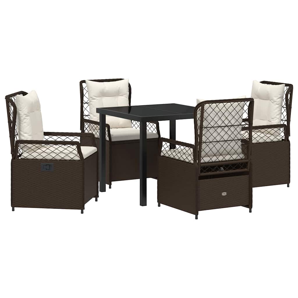 Garten Essgruppe 5 pcs Braun Poly-Rattan
