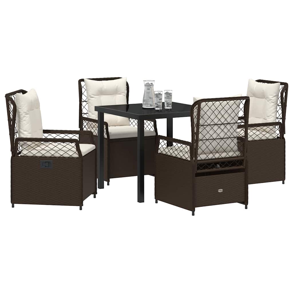 Garten Essgruppe 5 pcs Braun Poly-Rattan