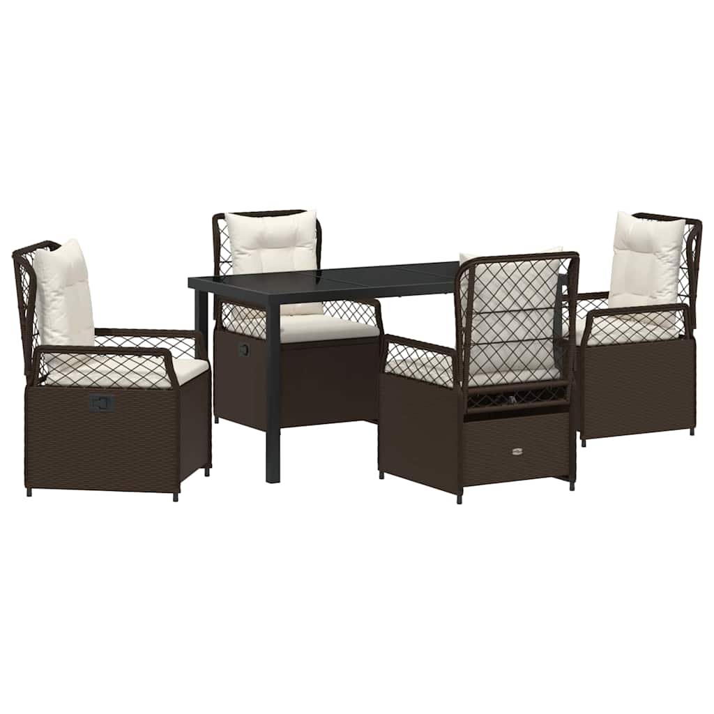 Garten Essgruppe 5 pcs Braun Poly-Rattan