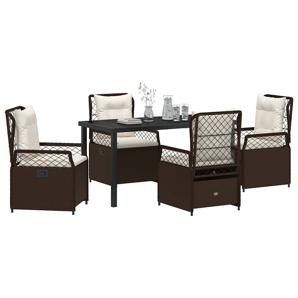 Garten Essgruppe 5 pcs Braun Poly-Rattan