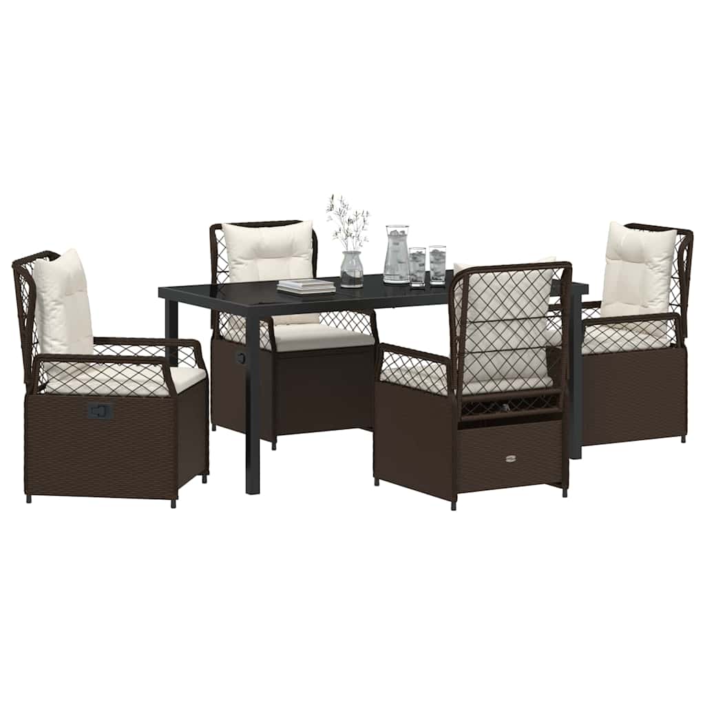 Garten Essgruppe 5 pcs Braun Poly-Rattan