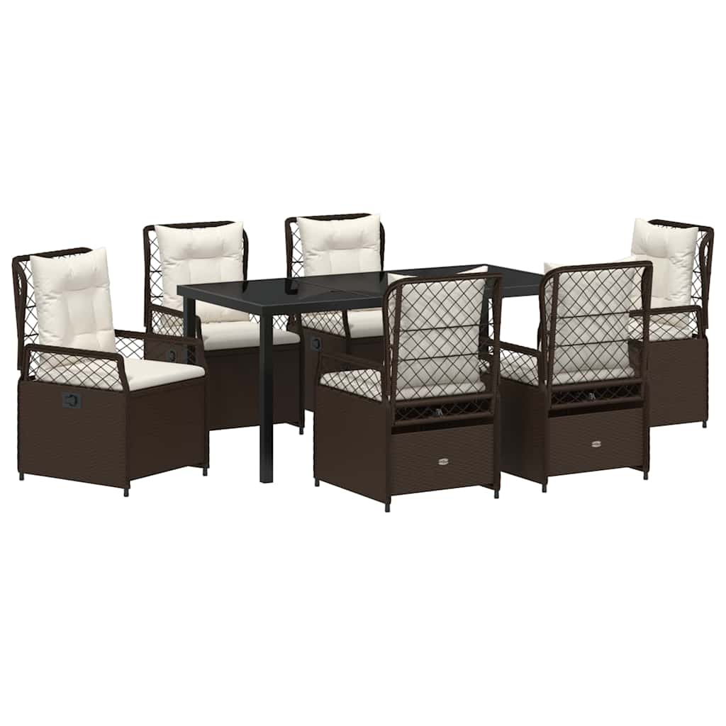 Garten Essgruppe 7 pcs Braun Poly-Rattan