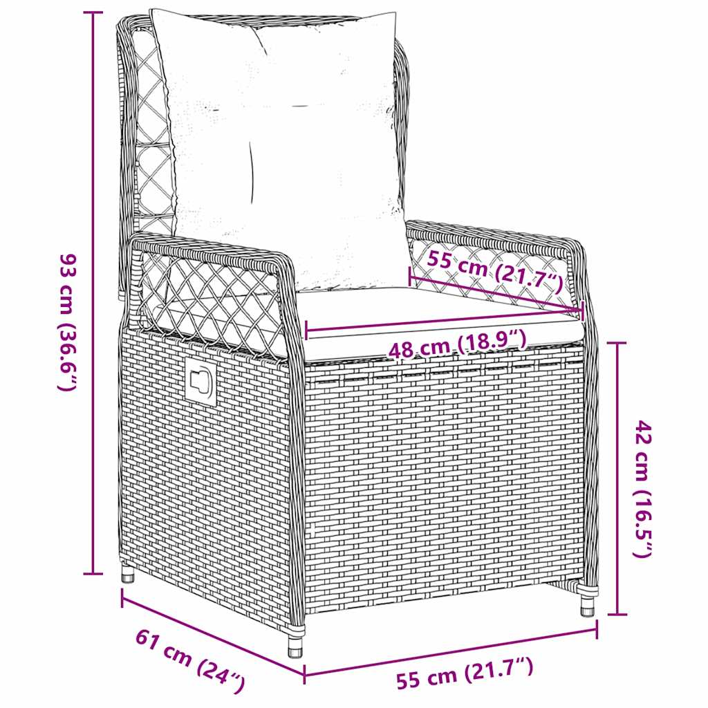 Garten Essgruppe 7 pcs Braun Poly-Rattan