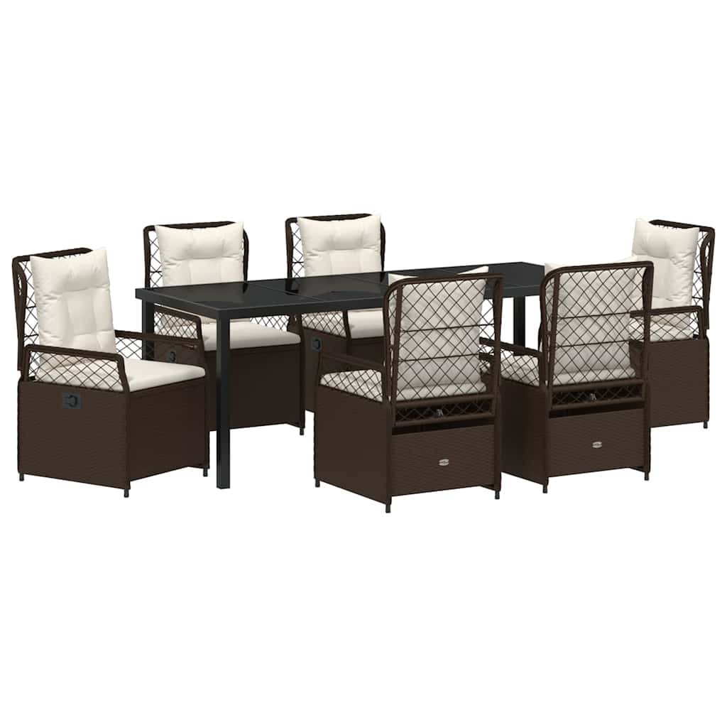 Garten Essgruppe 7 pcs Braun Poly-Rattan