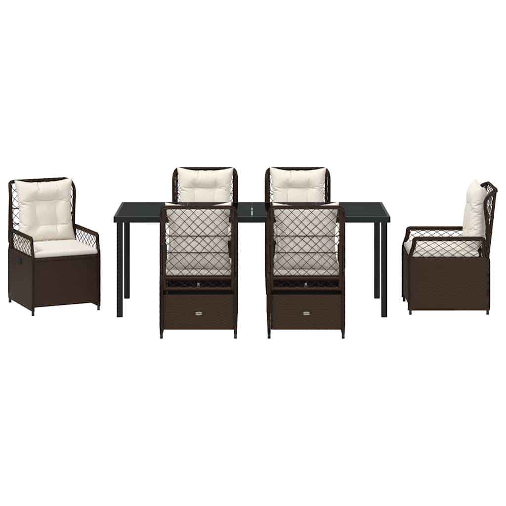 Garten Essgruppe 7 pcs Braun Poly-Rattan