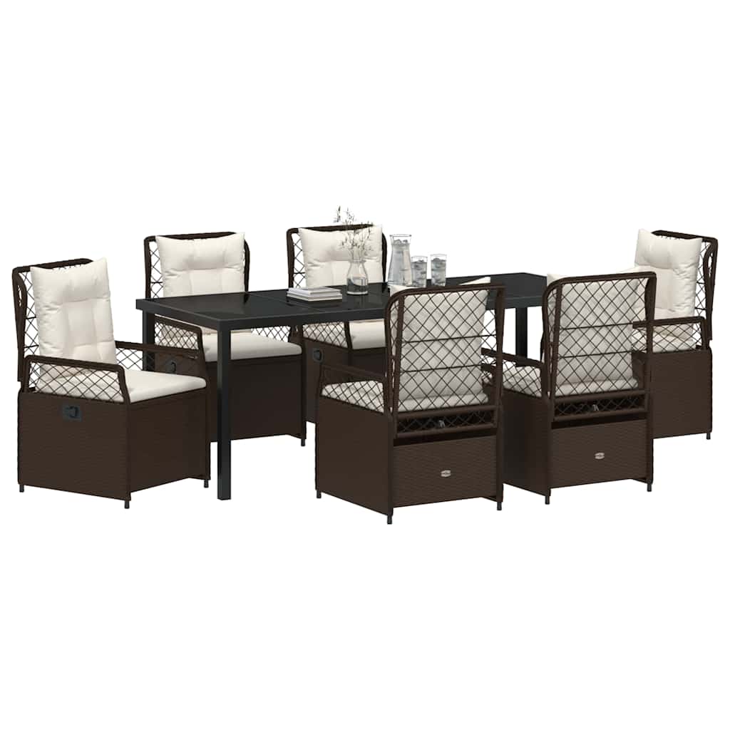 Garten Essgruppe 7 pcs Braun Poly-Rattan