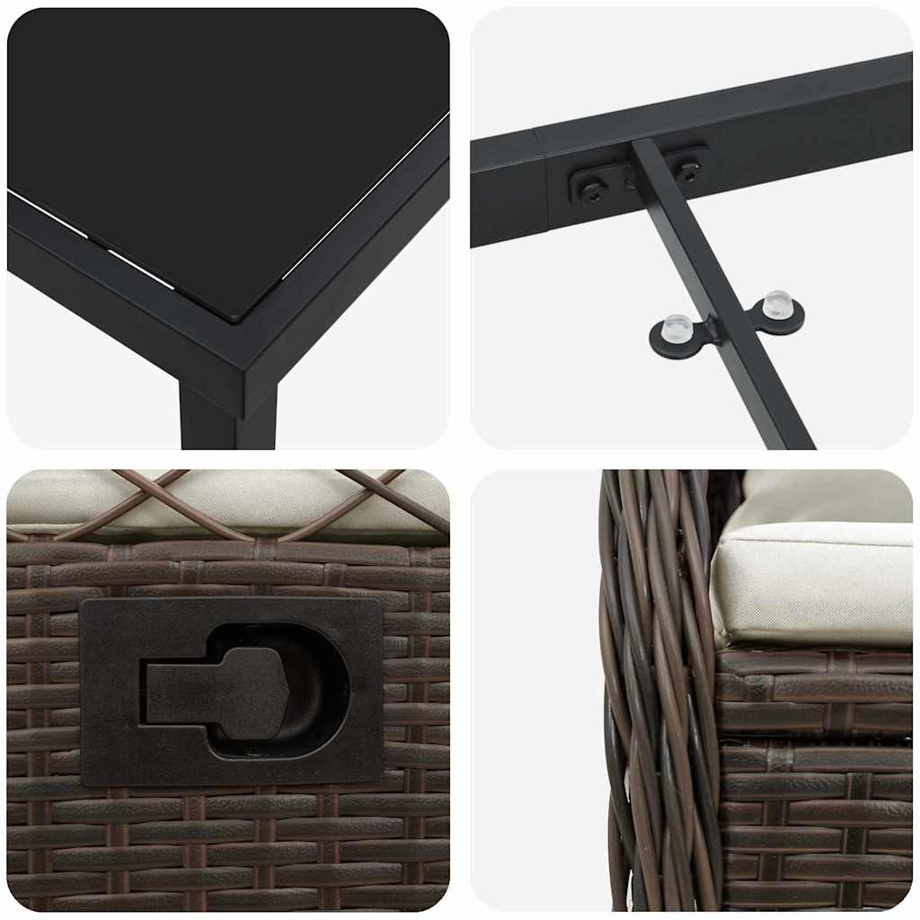 Garten Essgruppe 9 pcs Braun Poly-Rattan