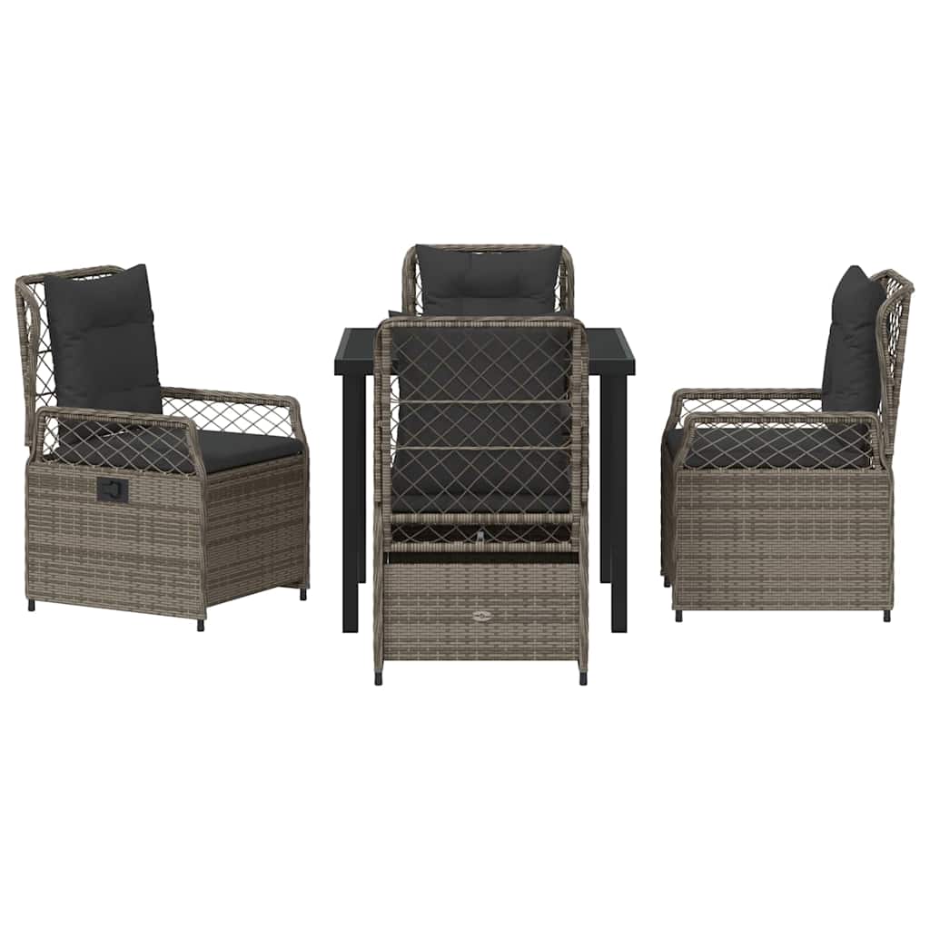 Garten Essgruppe 5 pcs Grau Poly-Rattan