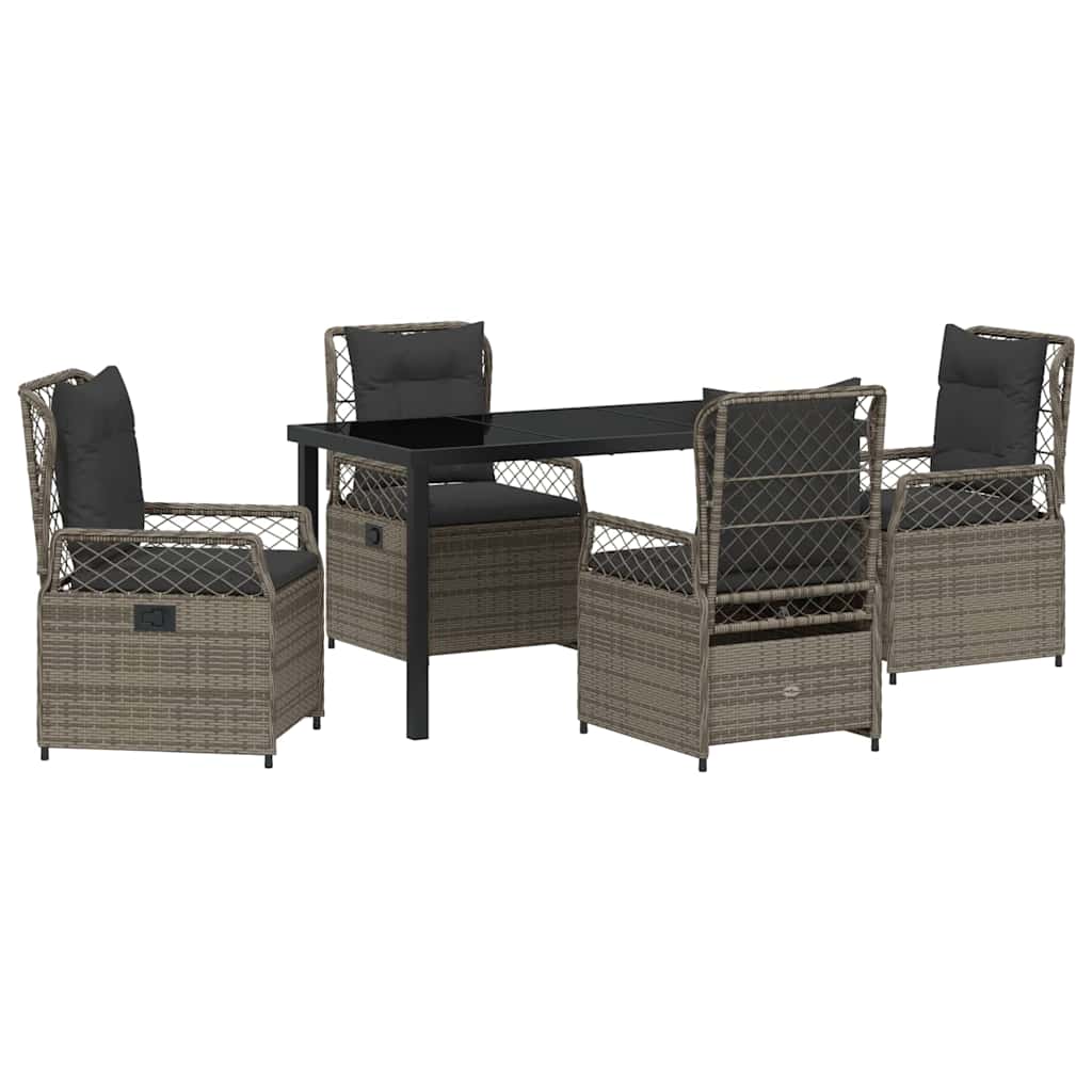 Garten Essgruppe 5 pcs Grau Poly-Rattan