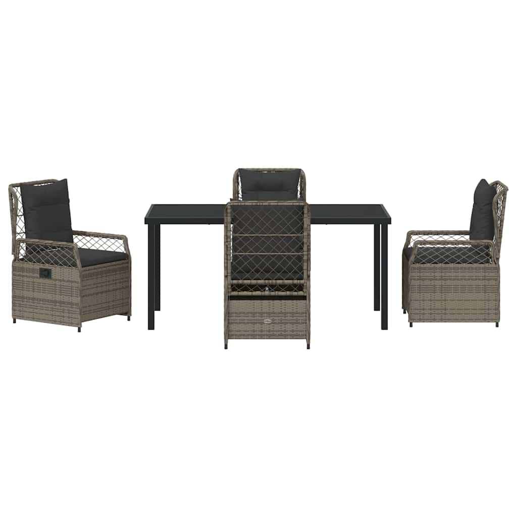 Garten Essgruppe 5 pcs Grau Poly-Rattan