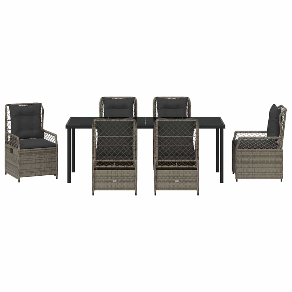 Garten Essgruppe 7 pcs Grau Poly-Rattan