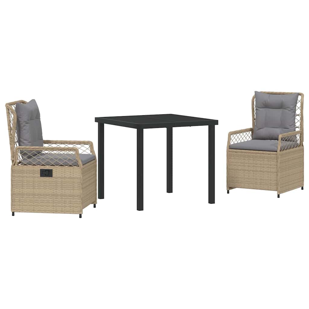 Garten Essgruppe 3 pcs Beige und Hellgrau Poly-Rattan