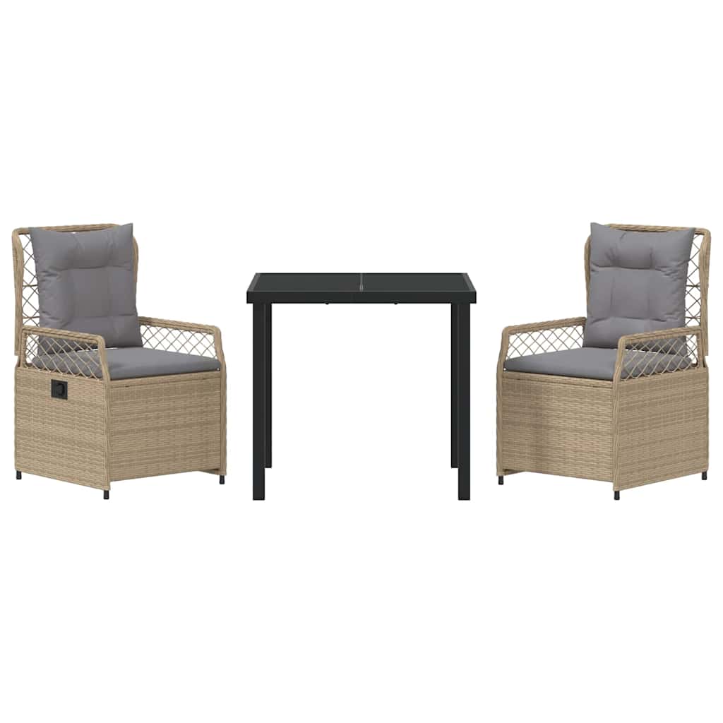 Garten Essgruppe 3 pcs Beige und Hellgrau Poly-Rattan