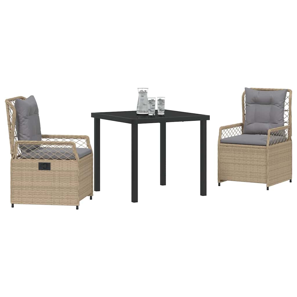 Garten Essgruppe 3 pcs Beige und Hellgrau Poly-Rattan