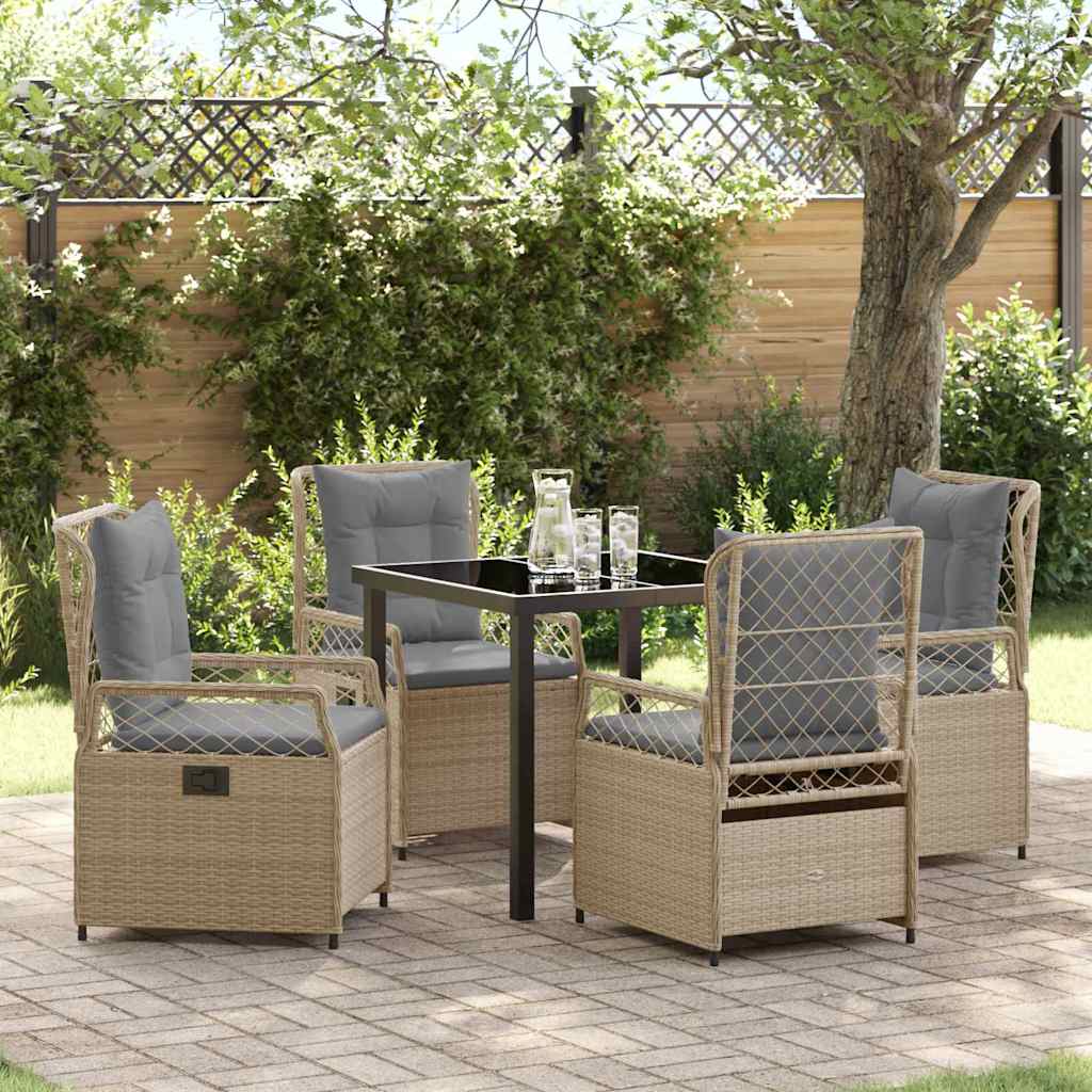 Garten Essgruppe 5 pcs Beige und Hellgrau Poly-Rattan