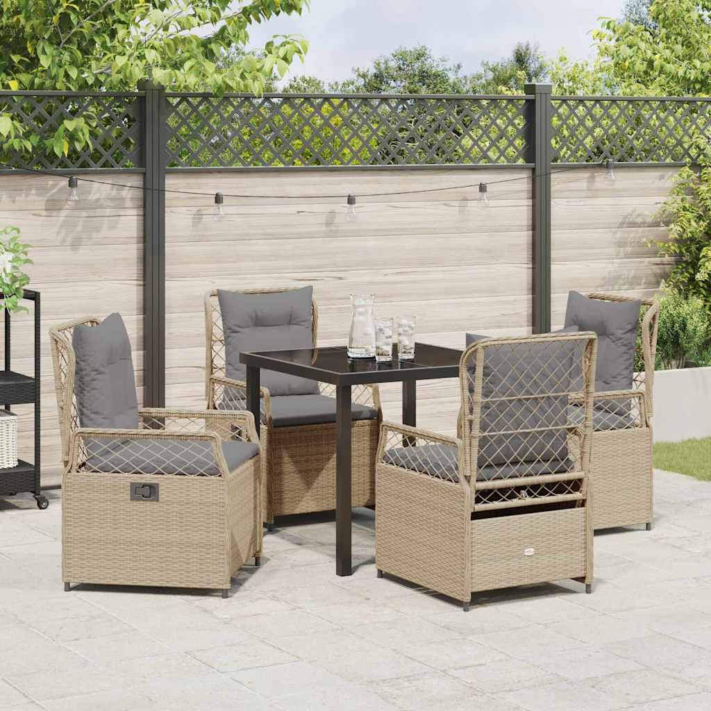 Garten Essgruppe 5 pcs Beige und Hellgrau Poly-Rattan