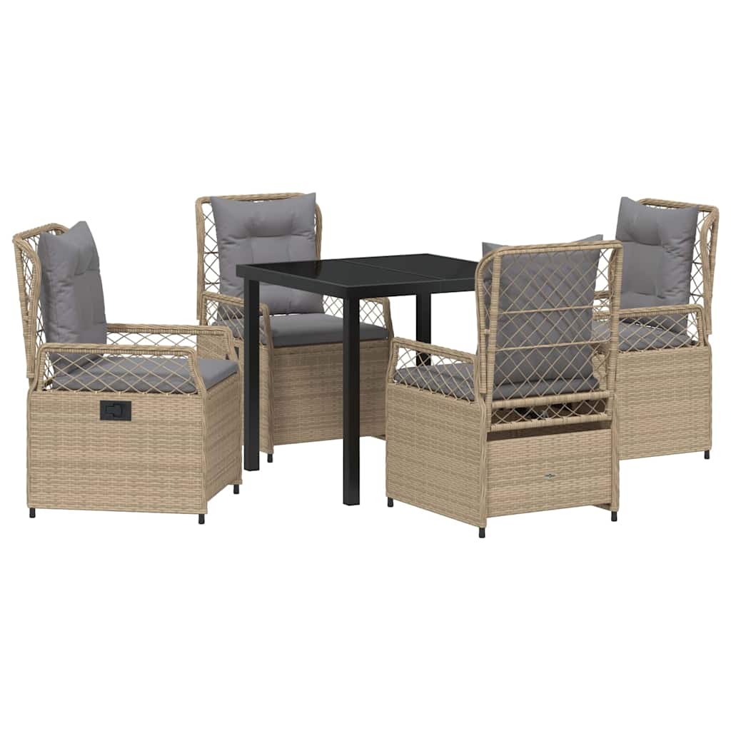 Garten Essgruppe 5 pcs Beige und Hellgrau Poly-Rattan