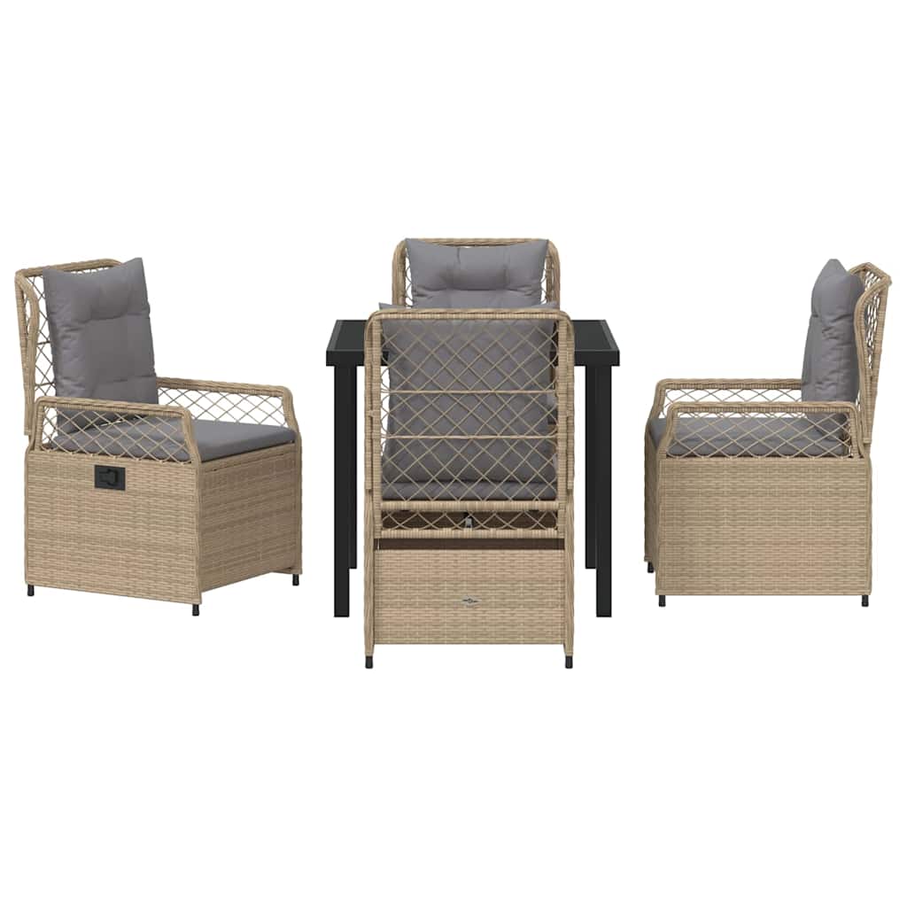 Garten Essgruppe 5 pcs Beige und Hellgrau Poly-Rattan