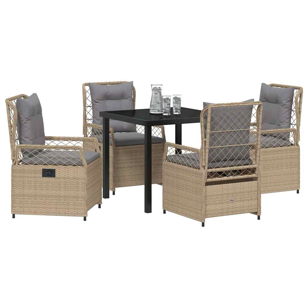 Garten Essgruppe 5 pcs Beige und Hellgrau Poly-Rattan