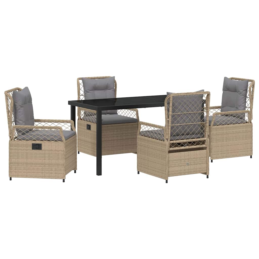 Garten Essgruppe 5 pcs Beige und Hellgrau Poly-Rattan