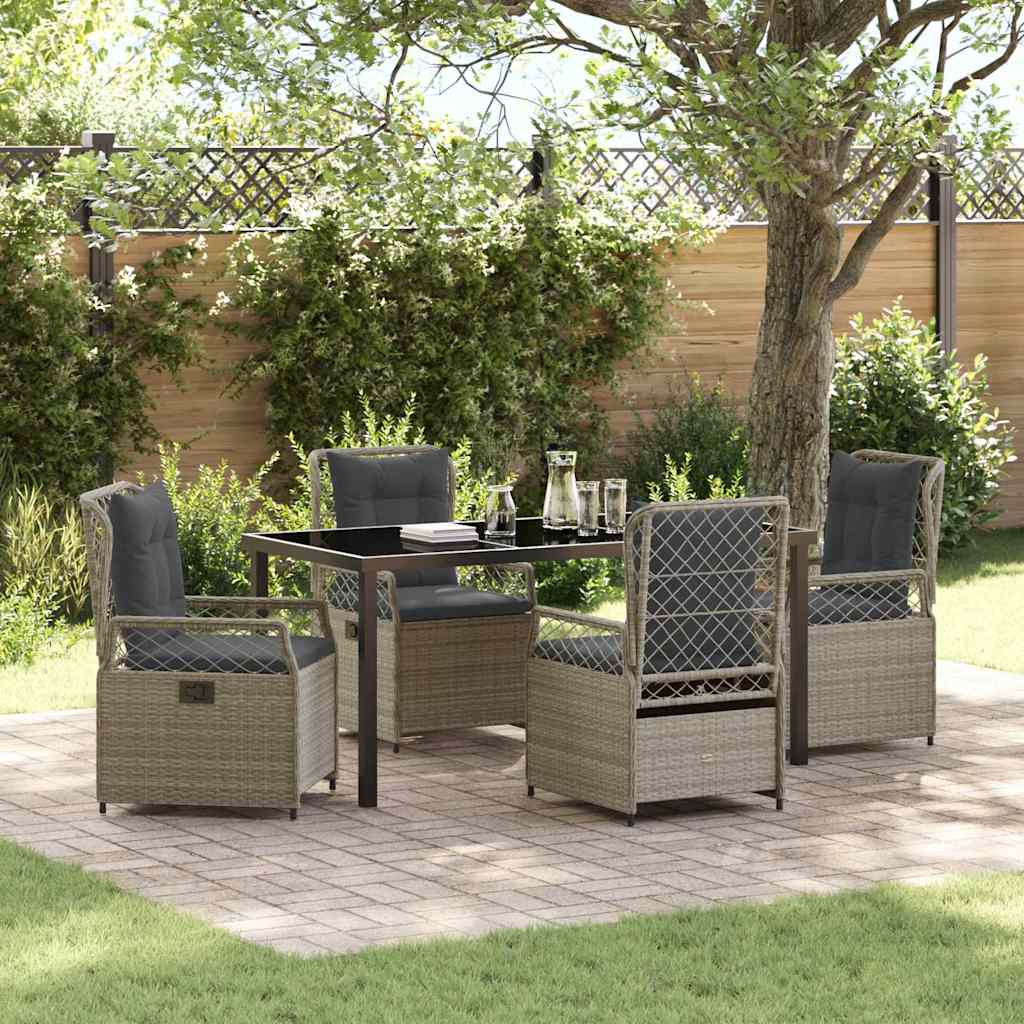 Garten Essgruppe 5 pcs Hellgrau Poly-Rattan