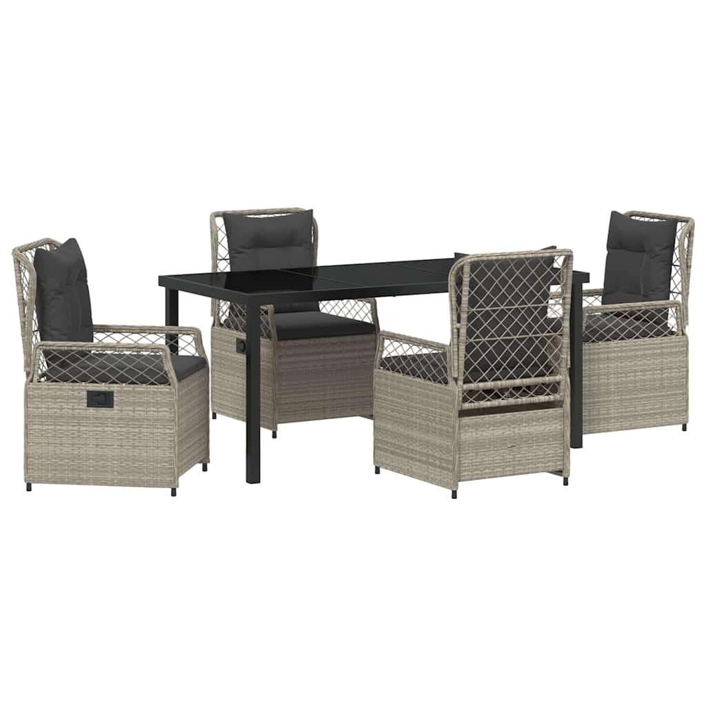 Garten Essgruppe 5 pcs Hellgrau Poly-Rattan