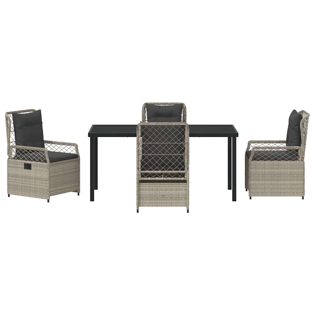 Garten Essgruppe 5 pcs Hellgrau Poly-Rattan