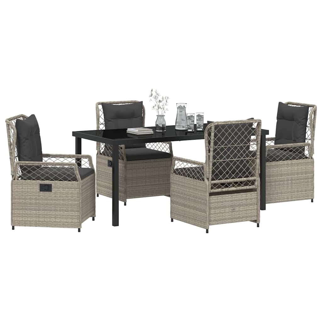 Garten Essgruppe 5 pcs Hellgrau Poly-Rattan
