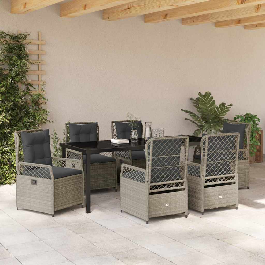 Garten Essgruppe 7 pcs Hellgrau Poly-Rattan